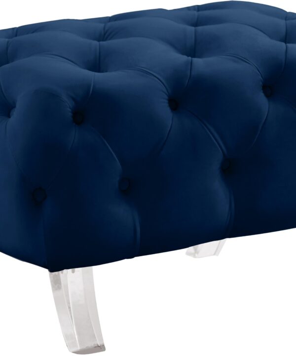 Crescent Navy Velvet Ottoman - Luxe Home Furnishings (Jersey City, NJ)