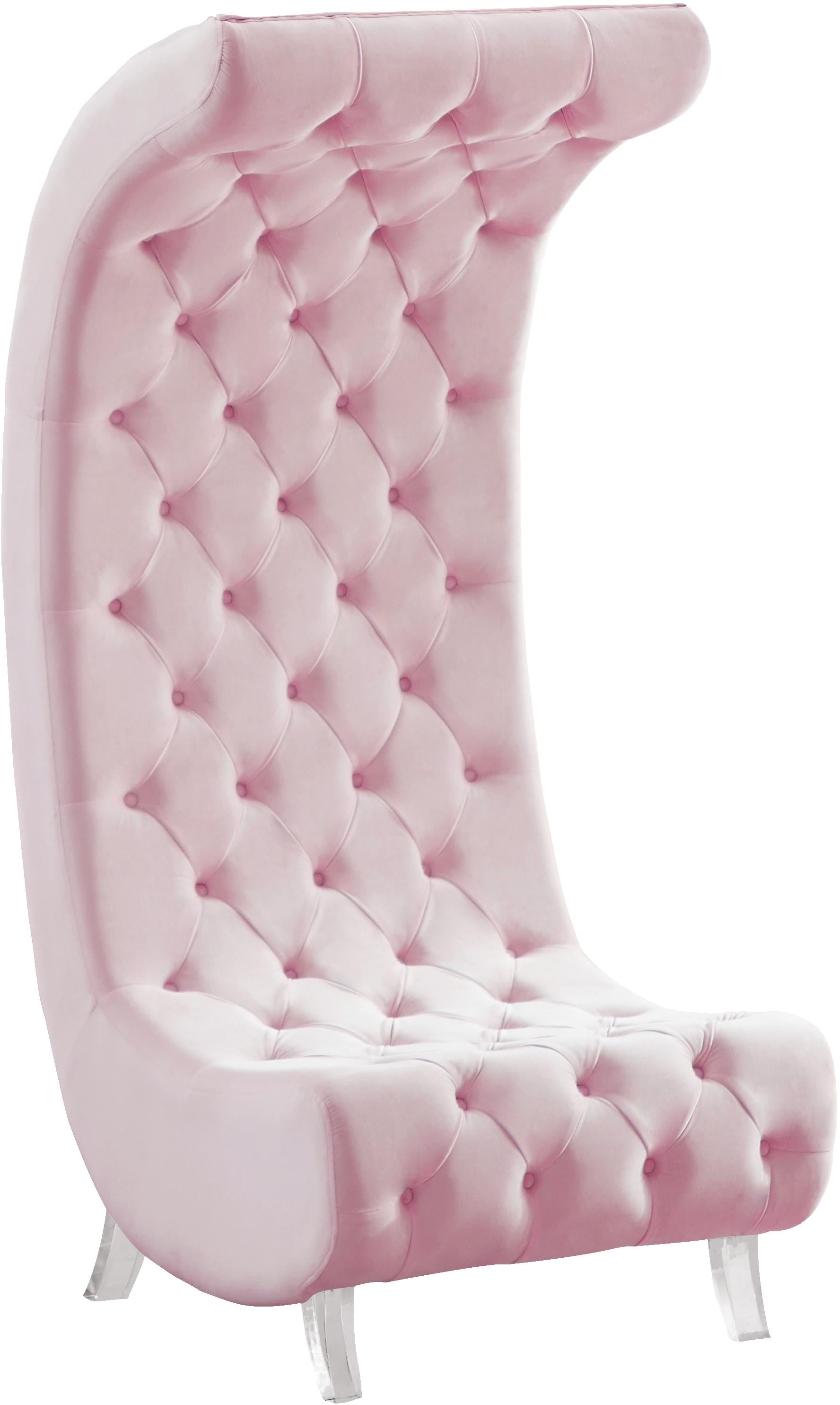 Crescent Pink Velvet Accent Chair - Luxe Home Furnishings (Jersey City, NJ)