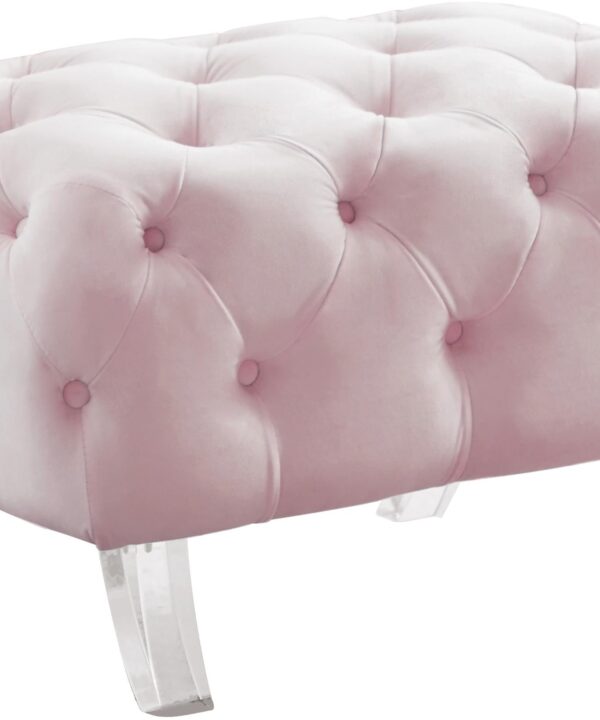 Crescent Pink Velvet Ottoman - Luxe Home Furnishings (Jersey City, NJ)
