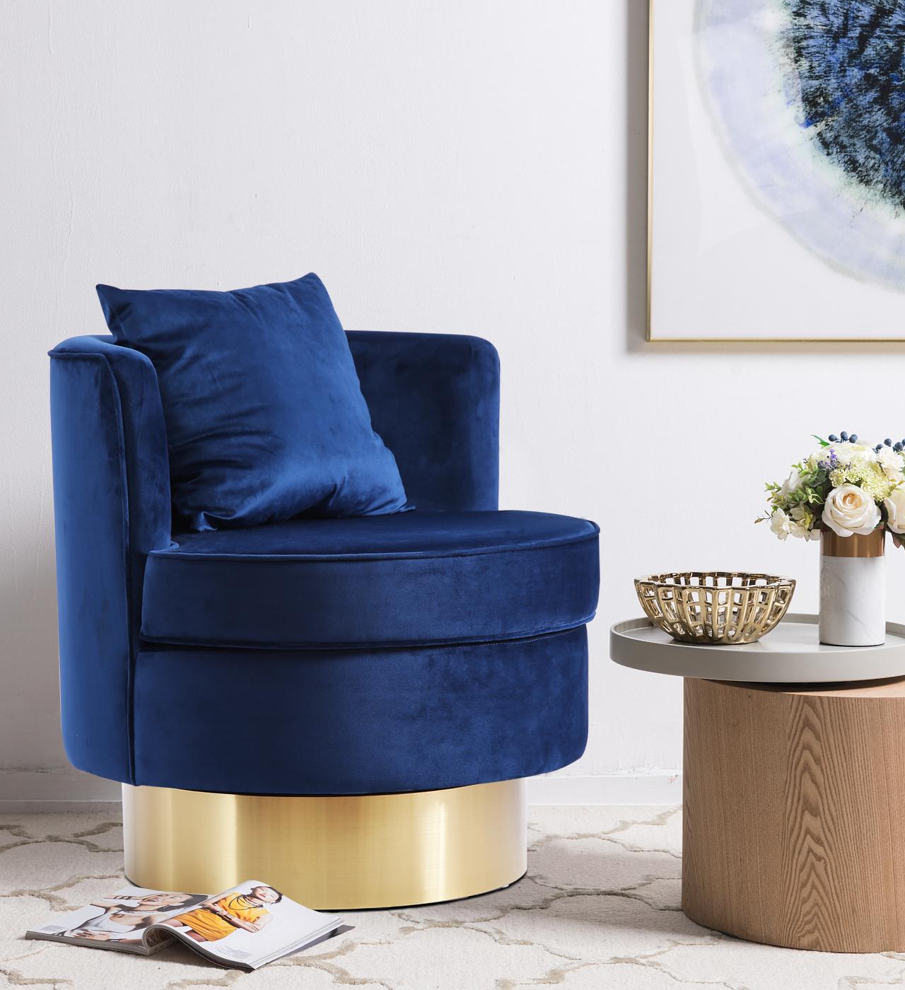 Kendra Navy Velvet Accent Chair - Luxe Home Furnishings (Jersey City, NJ)