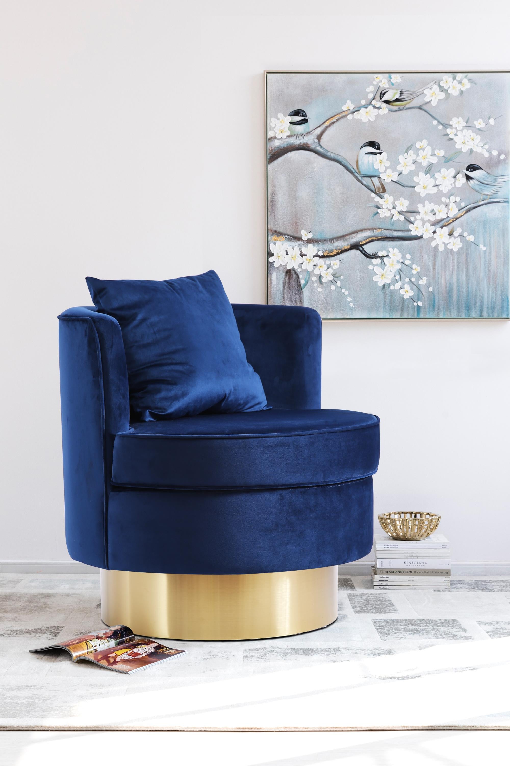 Kendra Navy Velvet Accent Chair - Luxe Home Furnishings (Jersey City, NJ)