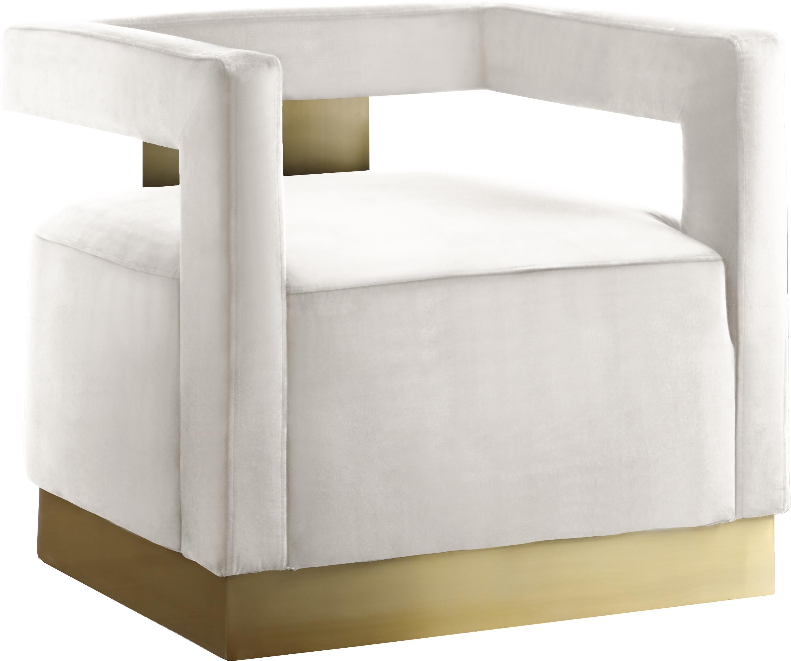 Armani Cream Velvet Accent Chair - Luxe Home Furnishings (Jersey City, NJ)
