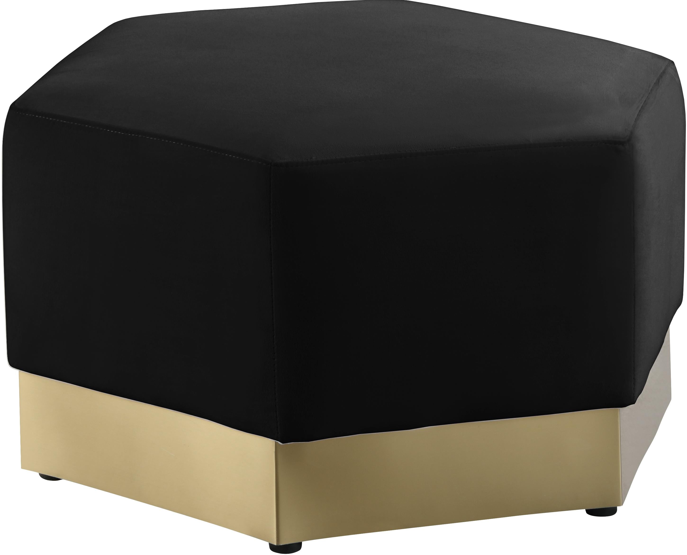 Marquis Black Velvet Ottoman - Luxe Home Furnishings (Jersey City, NJ)