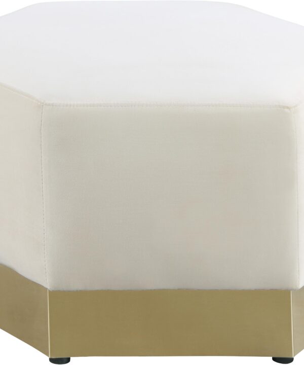 Marquis Cream Velvet Ottoman - Luxe Home Furnishings (Jersey City, NJ)