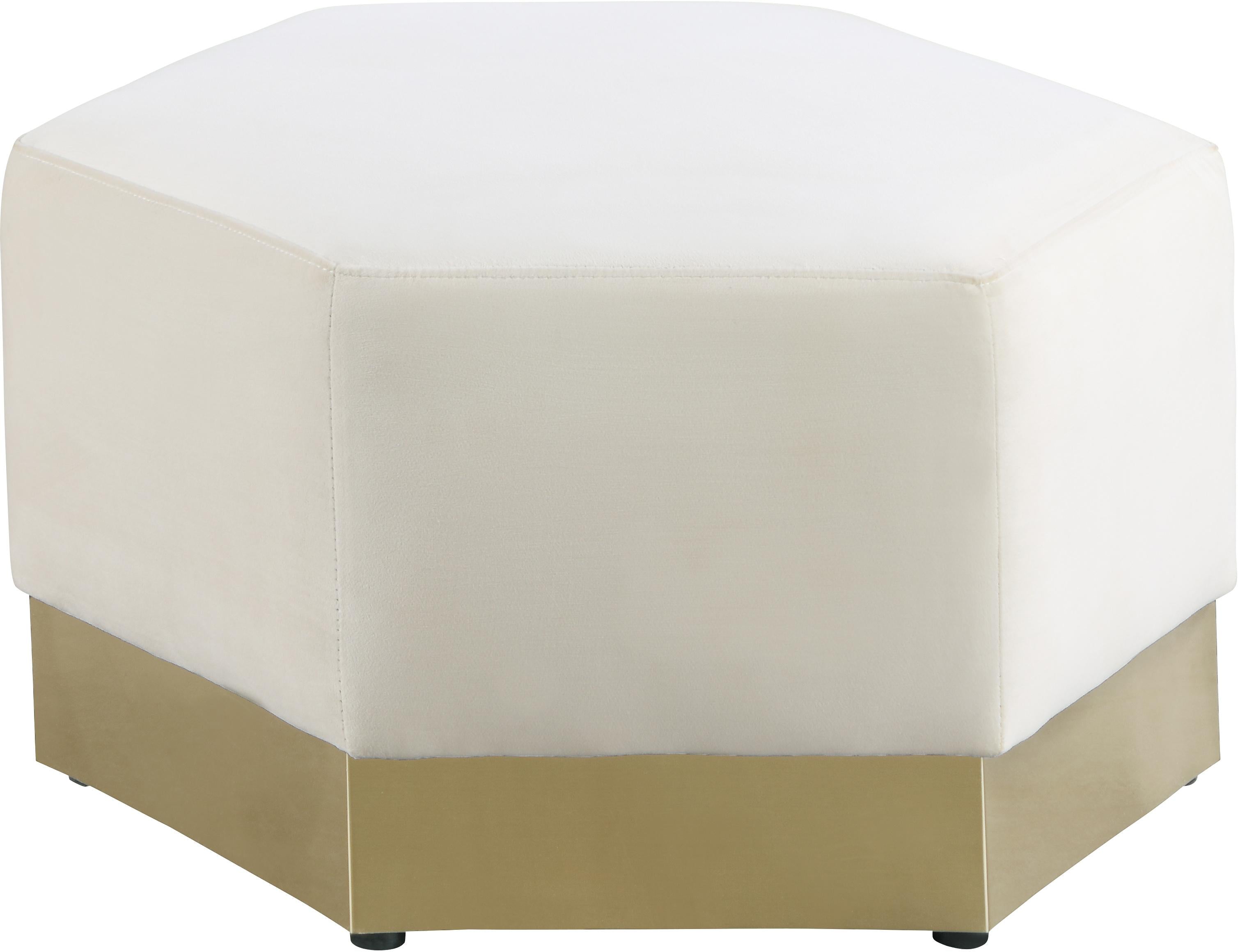 Marquis Cream Velvet Ottoman - Luxe Home Furnishings (Jersey City, NJ)