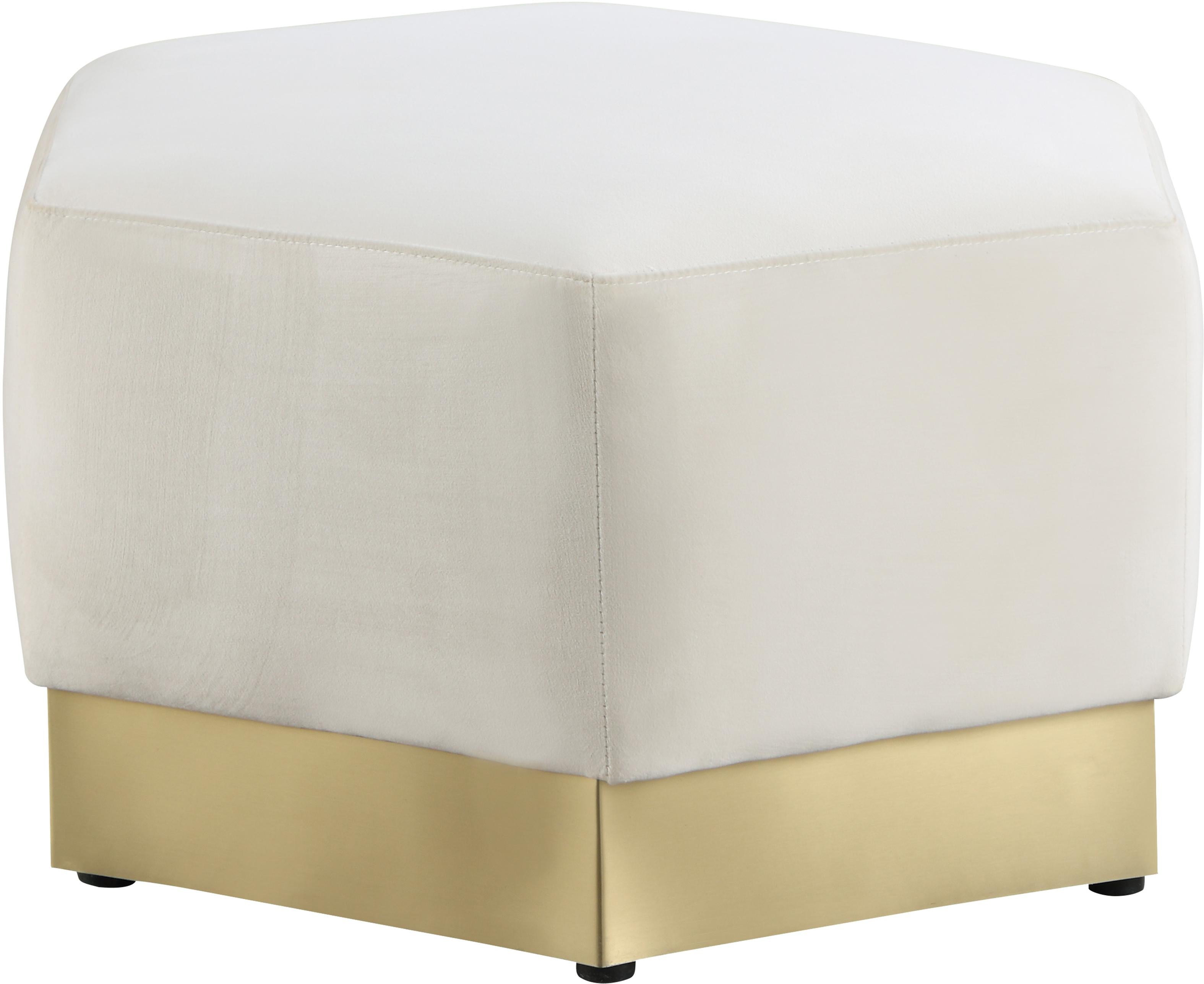 Marquis Cream Velvet Ottoman - Luxe Home Furnishings (Jersey City, NJ)