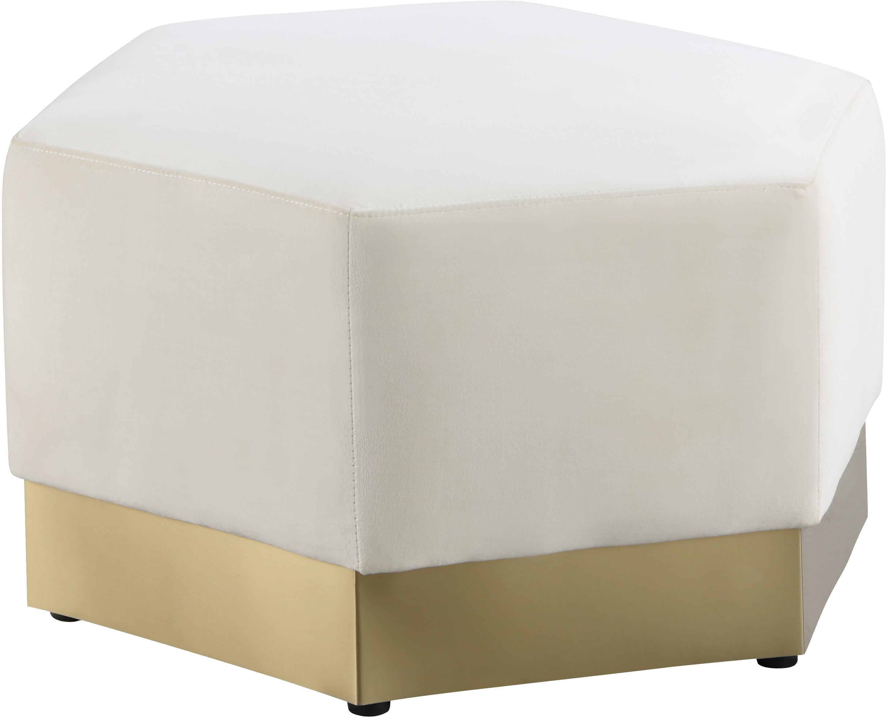Marquis Cream Velvet Ottoman - Luxe Home Furnishings (Jersey City, NJ)