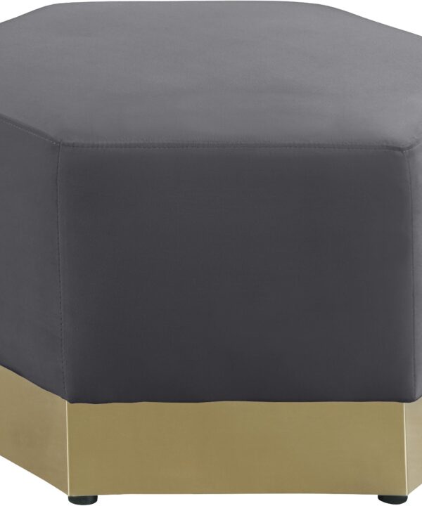 Marquis Grey Velvet Ottoman - Luxe Home Furnishings (Jersey City, NJ)