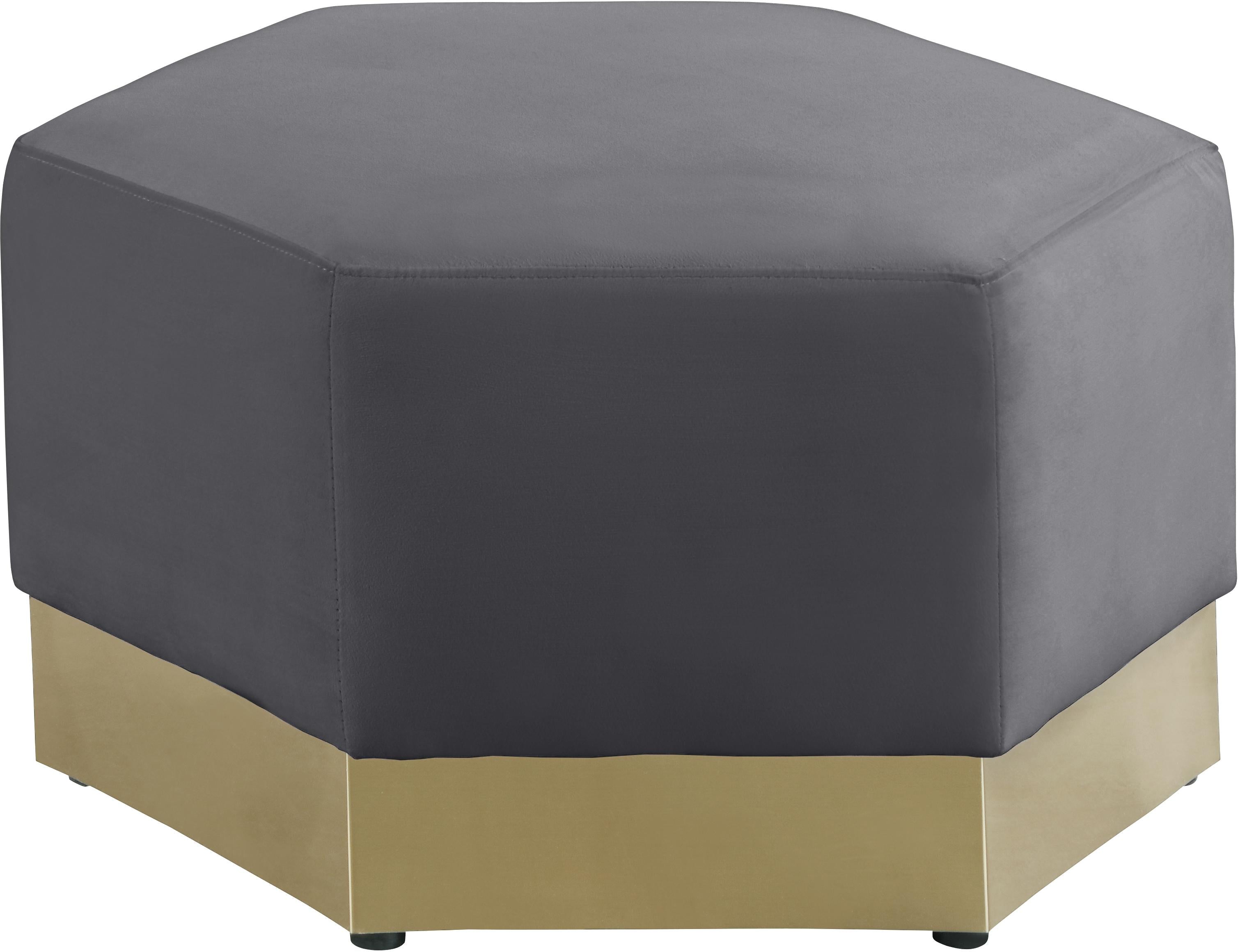 Marquis Grey Velvet Ottoman - Luxe Home Furnishings (Jersey City, NJ)