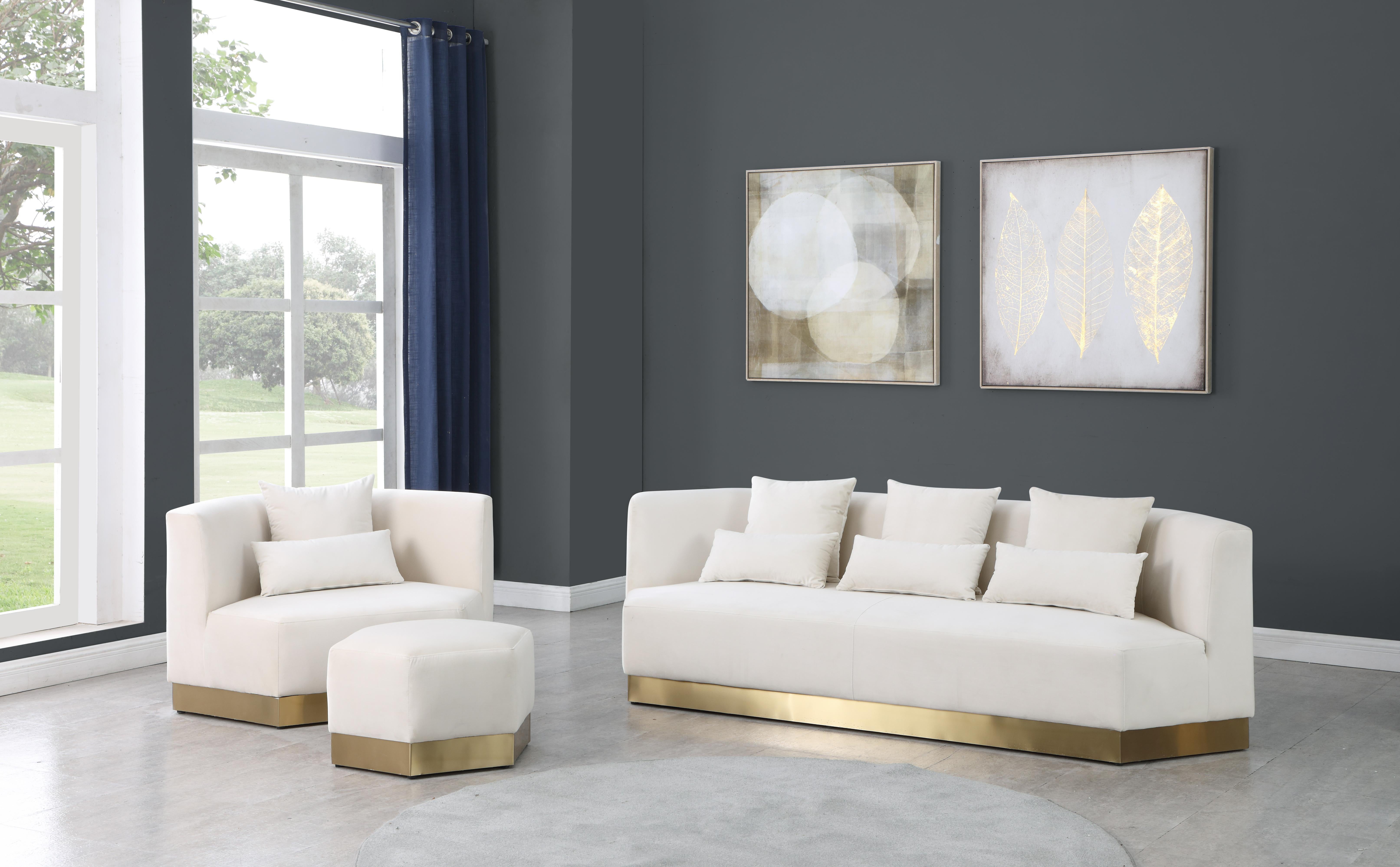 Marquis Cream Velvet Ottoman - Luxe Home Furnishings (Jersey City, NJ)