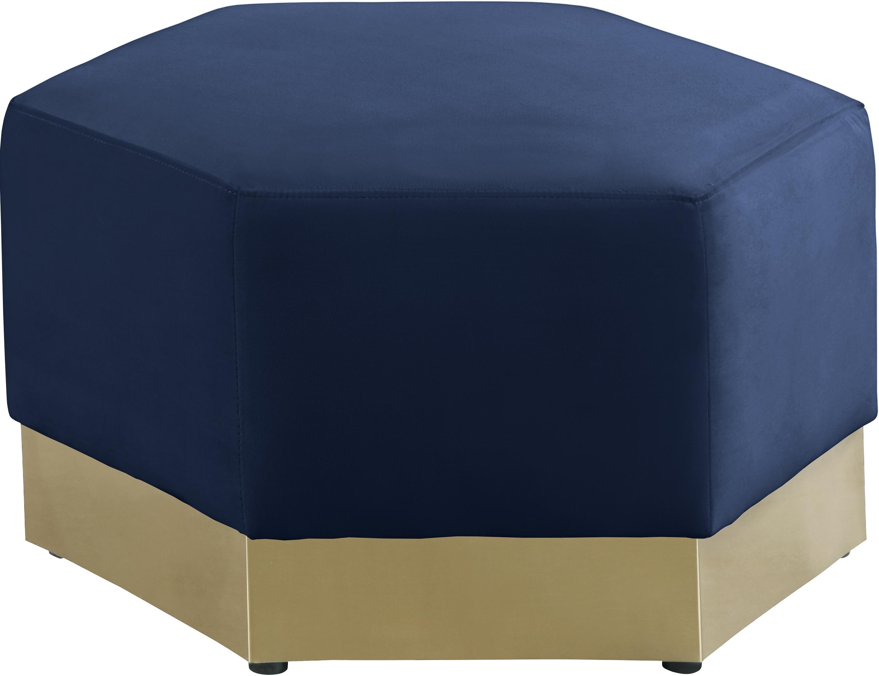 Marquis Navy Velvet Ottoman - Luxe Home Furnishings (Jersey City, NJ)