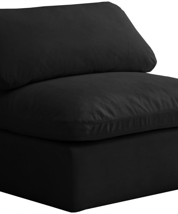 Plush Black Velvet Standard Cloud Modular Armless Chair - Luxe Home Furnishings (Jersey City, NJ)
