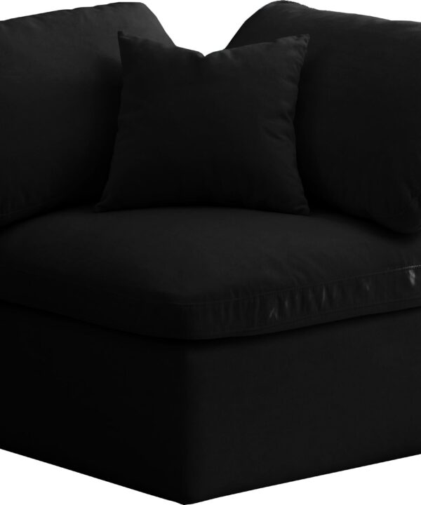 Plush Black Velvet Standard Cloud Modular Corner Chair - Luxe Home Furnishings (Jersey City, NJ)