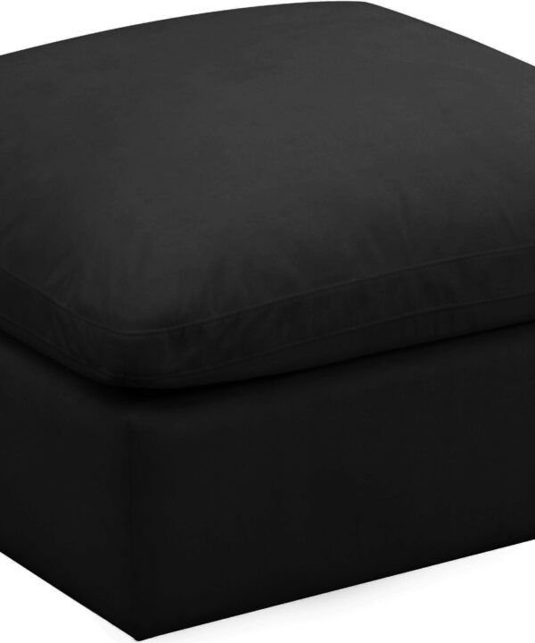 Plush Black Velvet Standard Cloud Modular Ottoman - Luxe Home Furnishings (Jersey City, NJ)