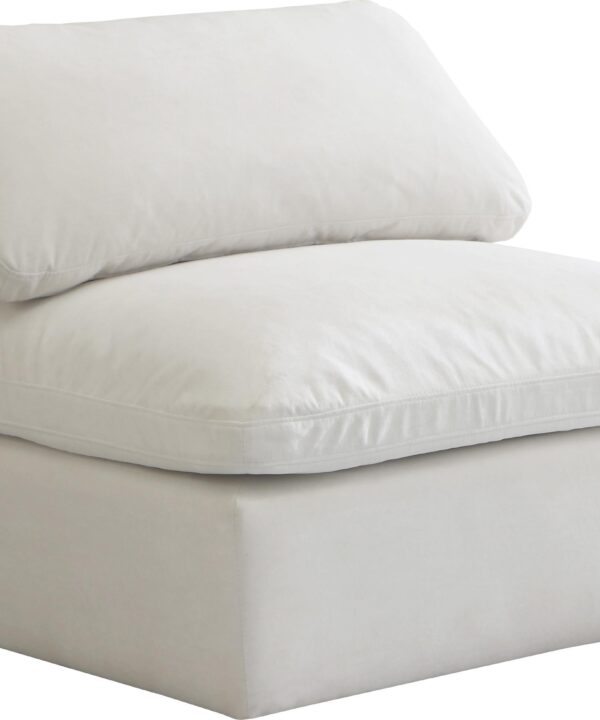 Plush Cream Velvet Standard Cloud Modular Armless Chair - Luxe Home Furnishings (Jersey City, NJ)