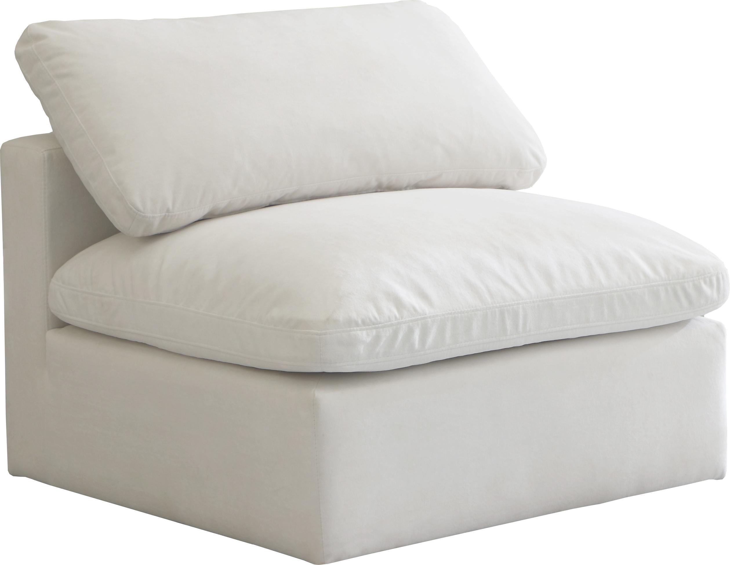 Plush Cream Velvet Standard Cloud Modular Armless Chair - Luxe Home Furnishings (Jersey City, NJ)