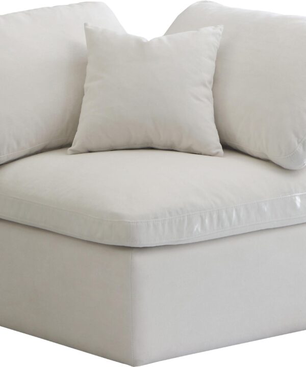 Plush Cream Velvet Standard Cloud Modular Corner Chair - Luxe Home Furnishings (Jersey City, NJ)