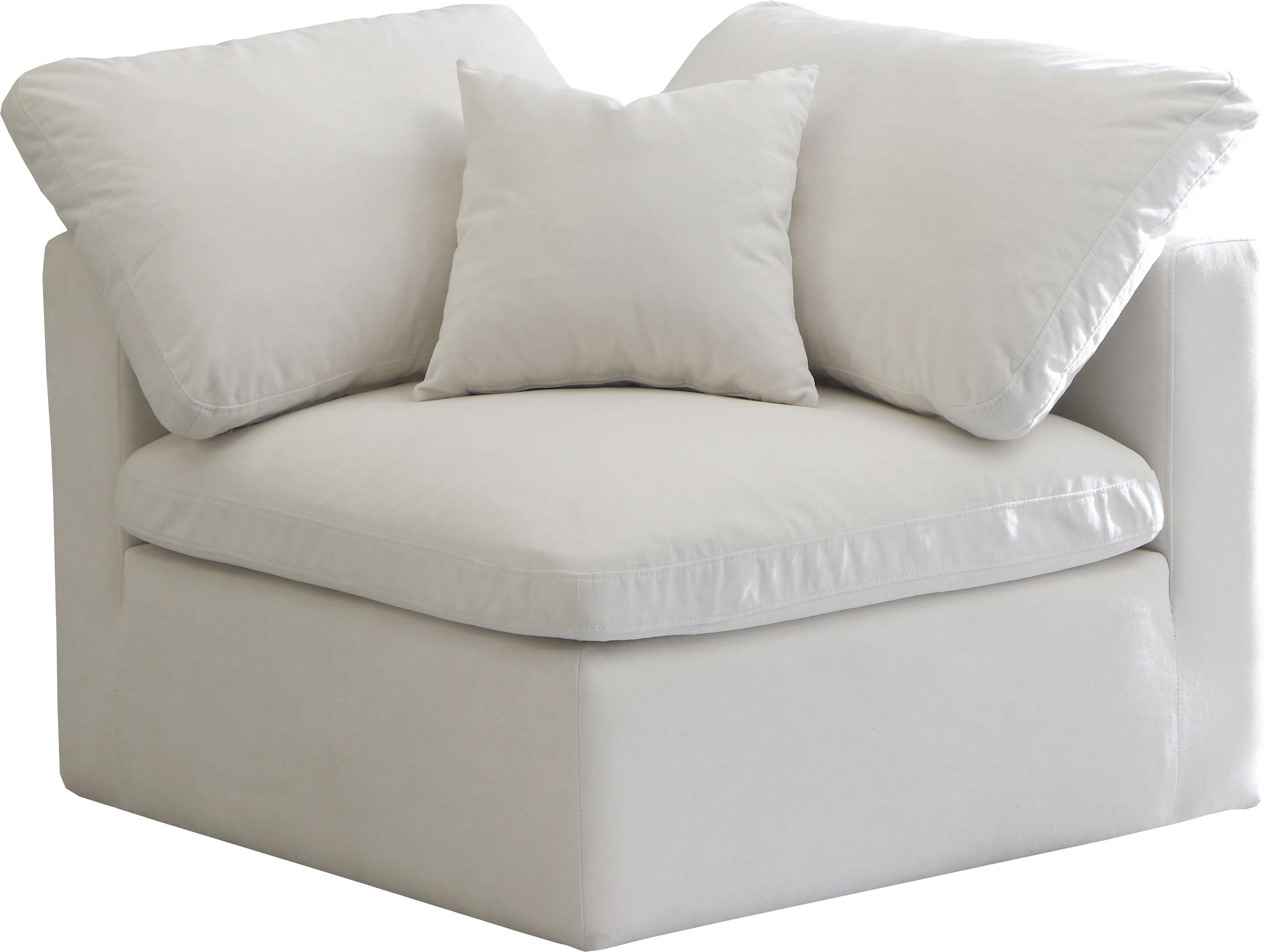 Plush Cream Velvet Standard Cloud Modular Corner Chair - Luxe Home Furnishings (Jersey City, NJ)