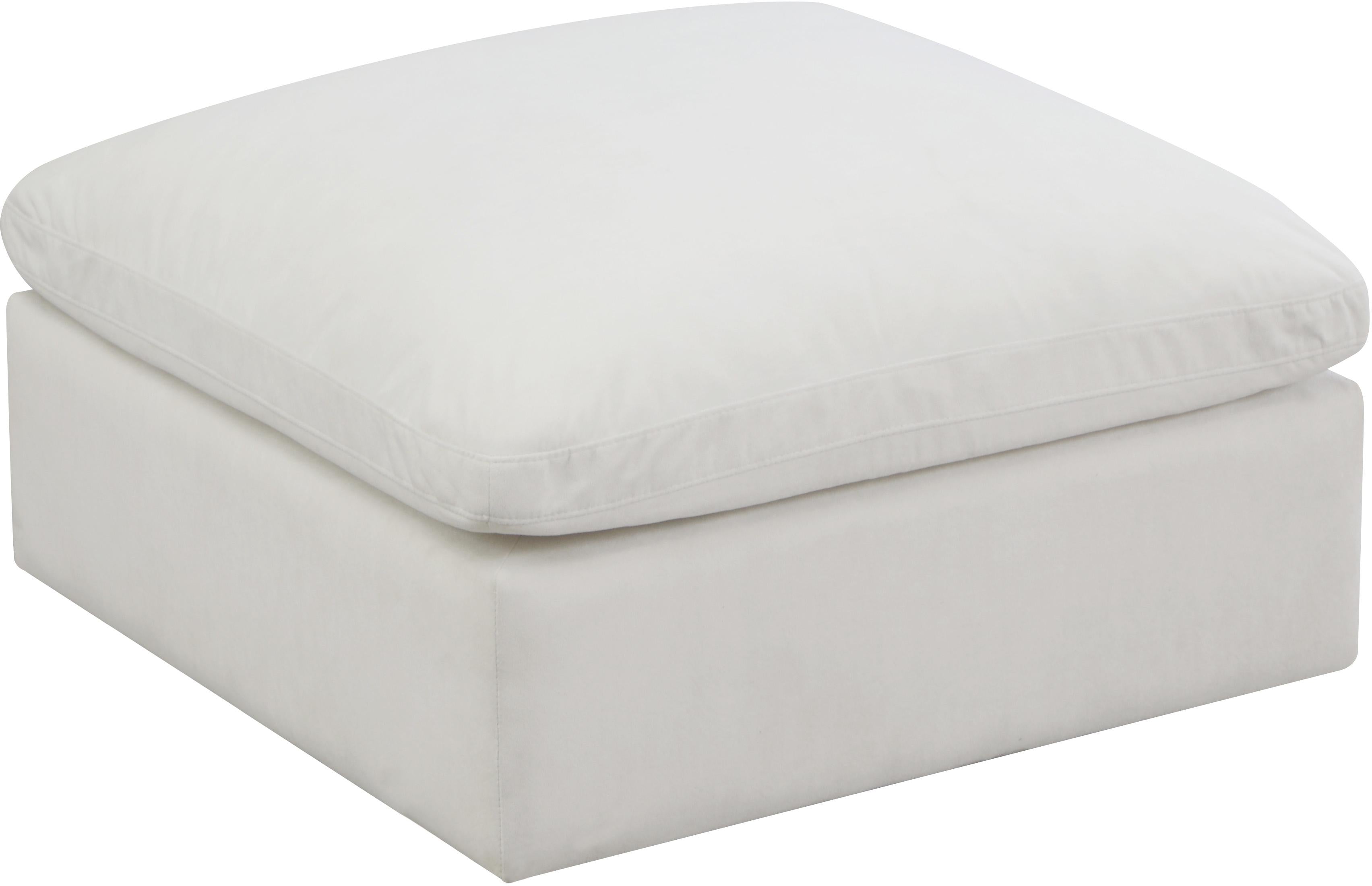 Plush Cream Velvet Standard Cloud Modular Ottoman - Luxe Home Furnishings (Jersey City, NJ)