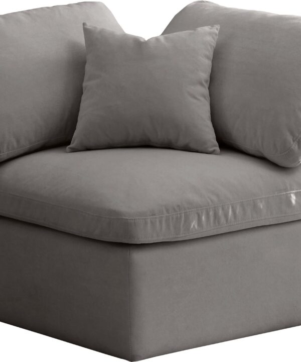 Plush Grey Velvet Standard Cloud Modular Corner Chair - Luxe Home Furnishings (Jersey City, NJ)