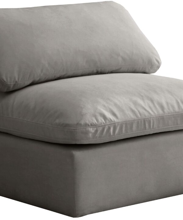 Plush Grey Velvet Standard Cloud Modular Armless Chair - Luxe Home Furnishings (Jersey City, NJ)