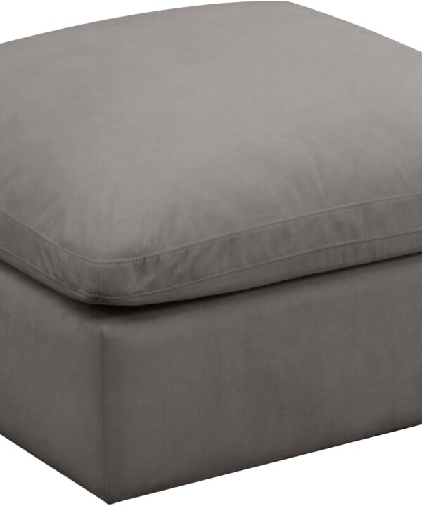 Plush Grey Velvet Standard Cloud Modular Ottoman - Luxe Home Furnishings (Jersey City, NJ)