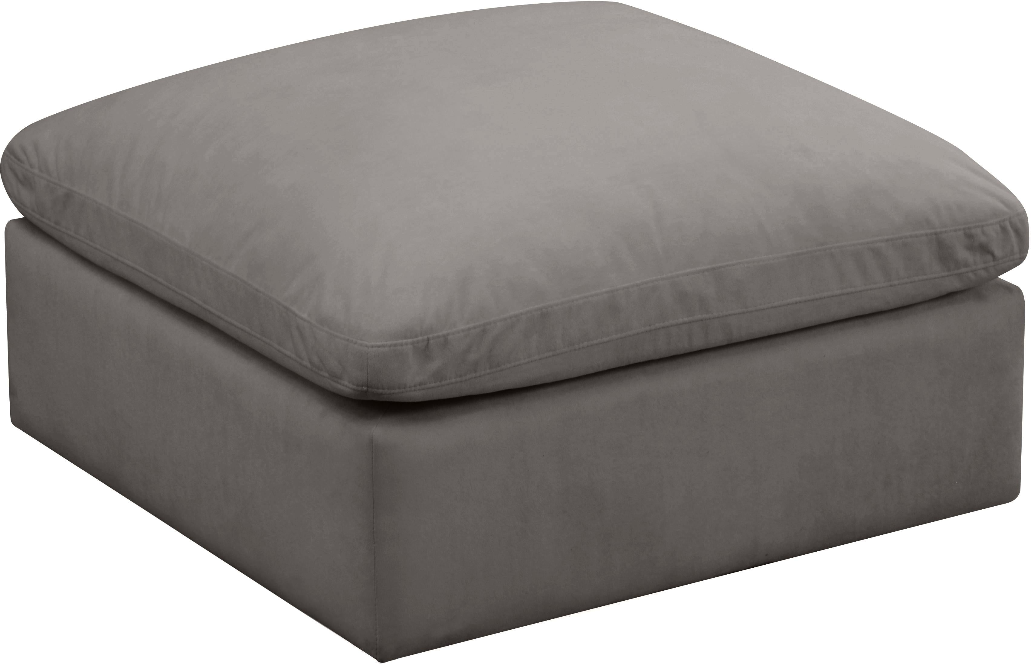 Plush Grey Velvet Standard Cloud Modular Ottoman - Luxe Home Furnishings (Jersey City, NJ)