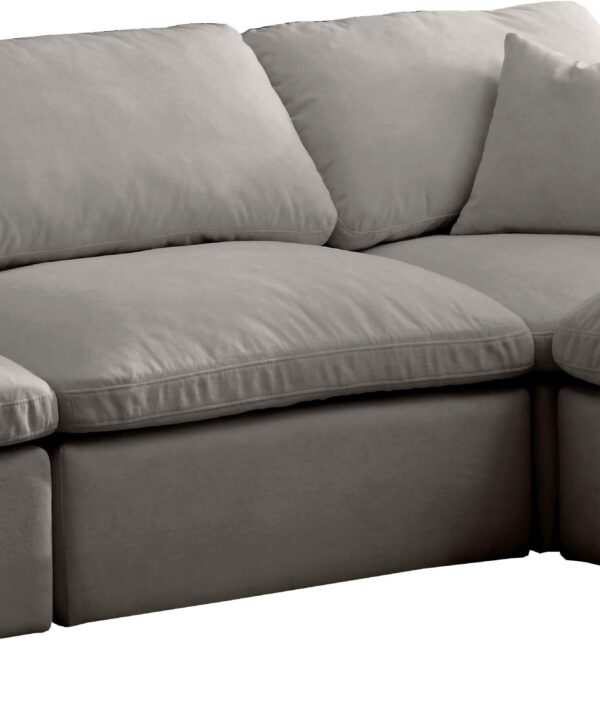 Plush Grey Velvet Standard Cloud Modular Sectional - Luxe Home Furnishings (Jersey City, NJ)