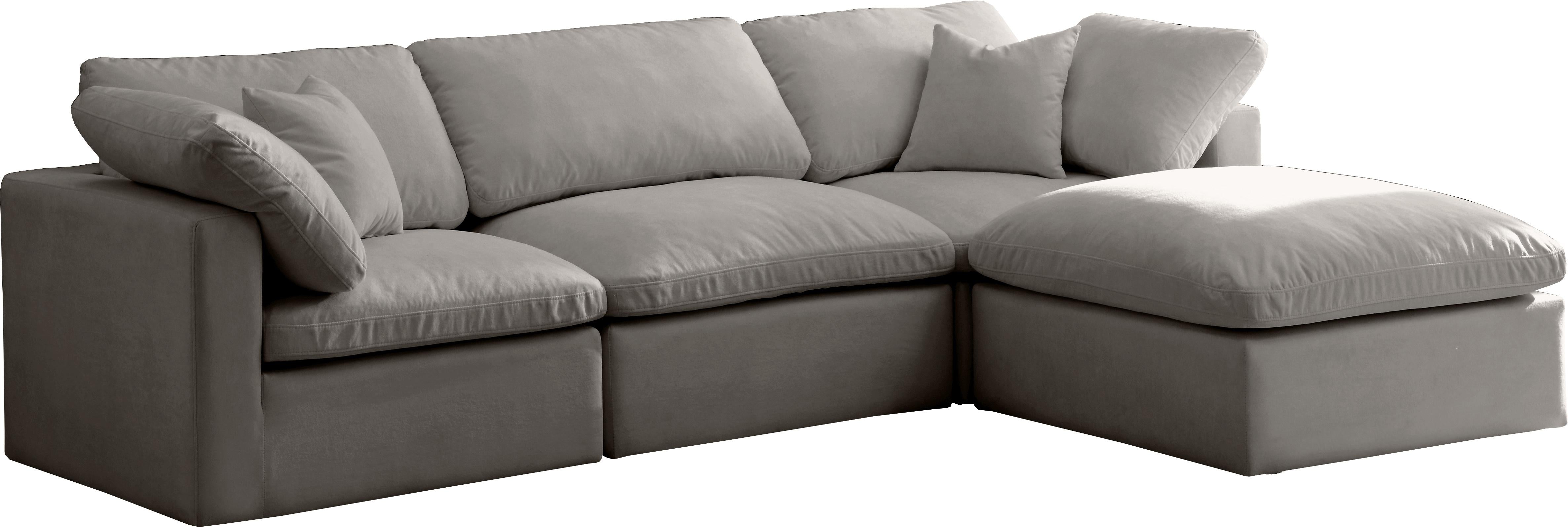 Plush Grey Velvet Standard Cloud Modular Sectional - Luxe Home Furnishings (Jersey City, NJ)