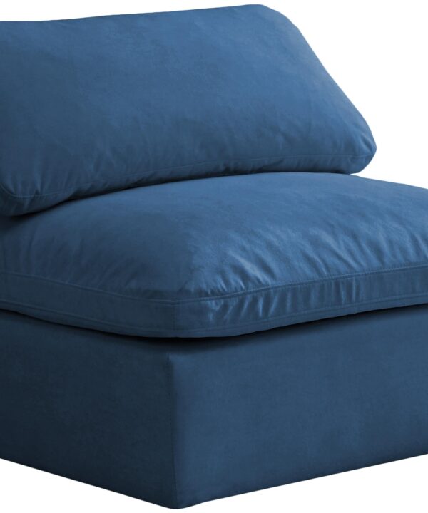 Plush Navy Velvet Standard Cloud Modular Armless Chair - Luxe Home Furnishings (Jersey City, NJ)