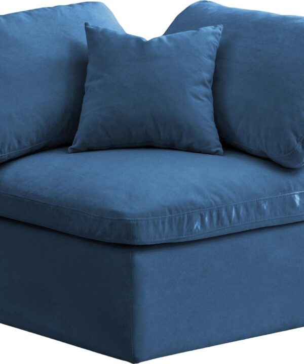 Plush Navy Velvet Standard Cloud Modular Corner Chair - Luxe Home Furnishings (Jersey City, NJ)