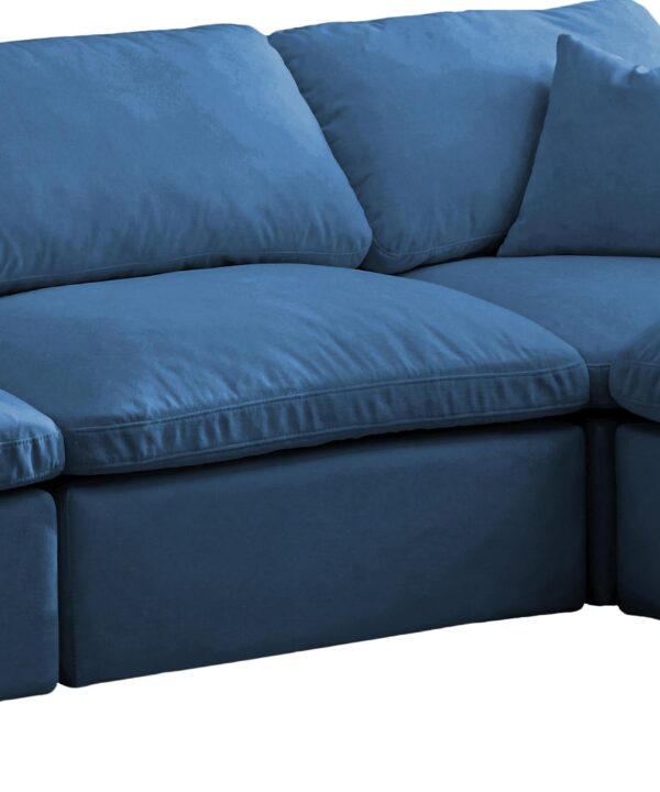 Plush Navy Velvet Standard Cloud Modular Sectional - Luxe Home Furnishings (Jersey City, NJ)