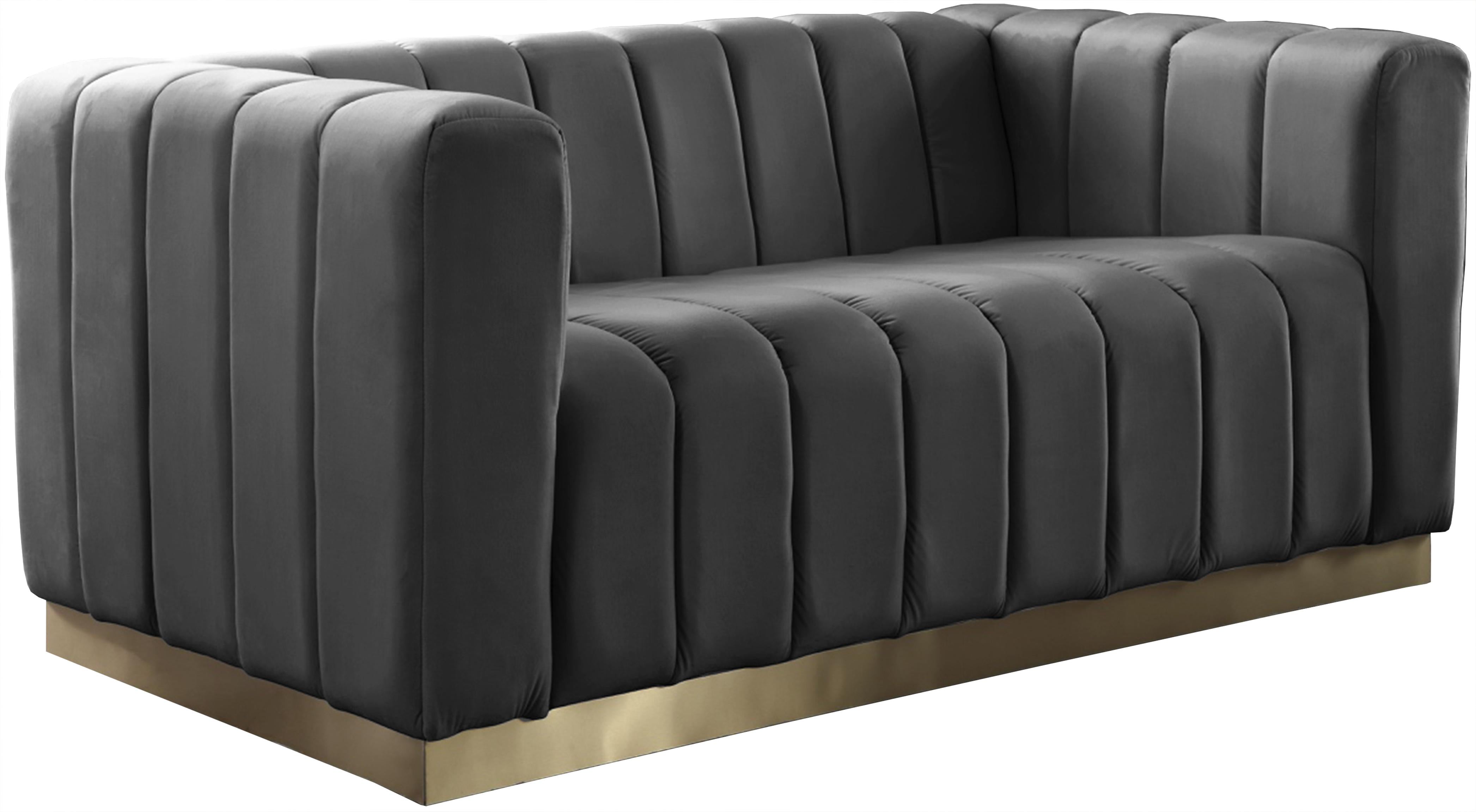 Marlon Grey Velvet Loveseat - Luxe Home Furnishings (Jersey City, NJ)