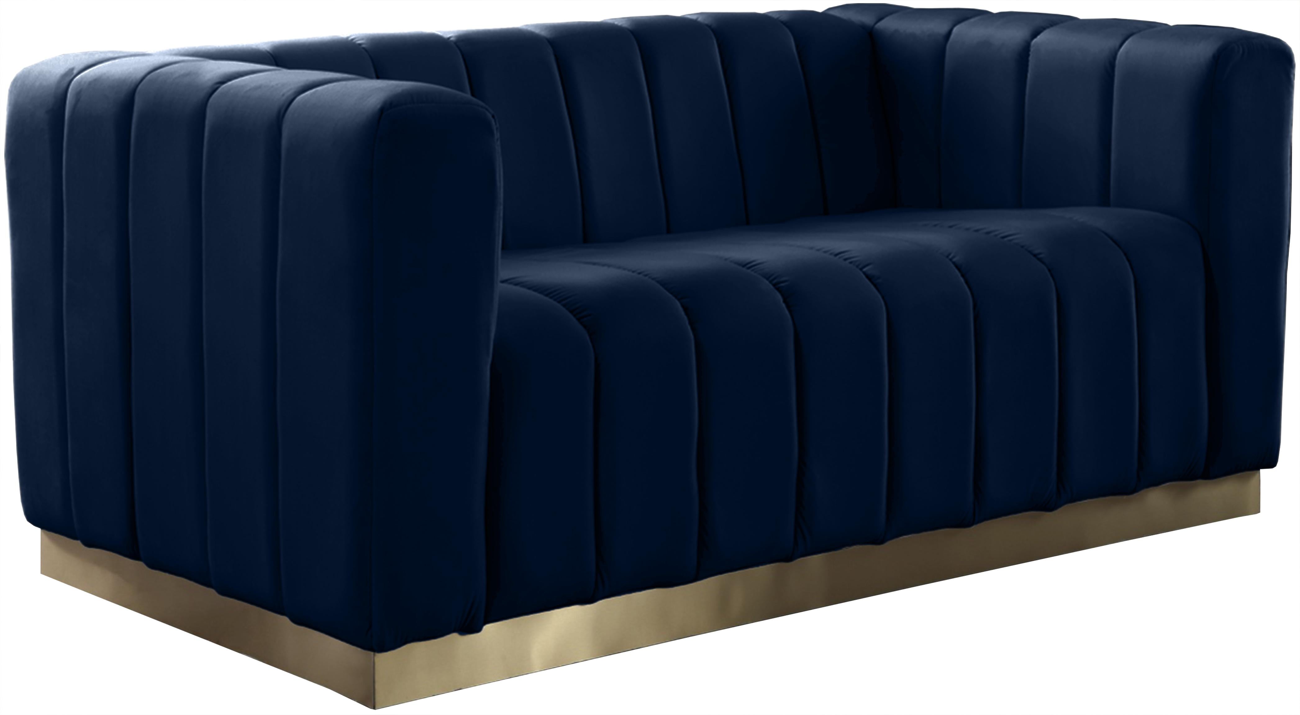 Marlon Navy Velvet Loveseat - Luxe Home Furnishings (Jersey City, NJ)
