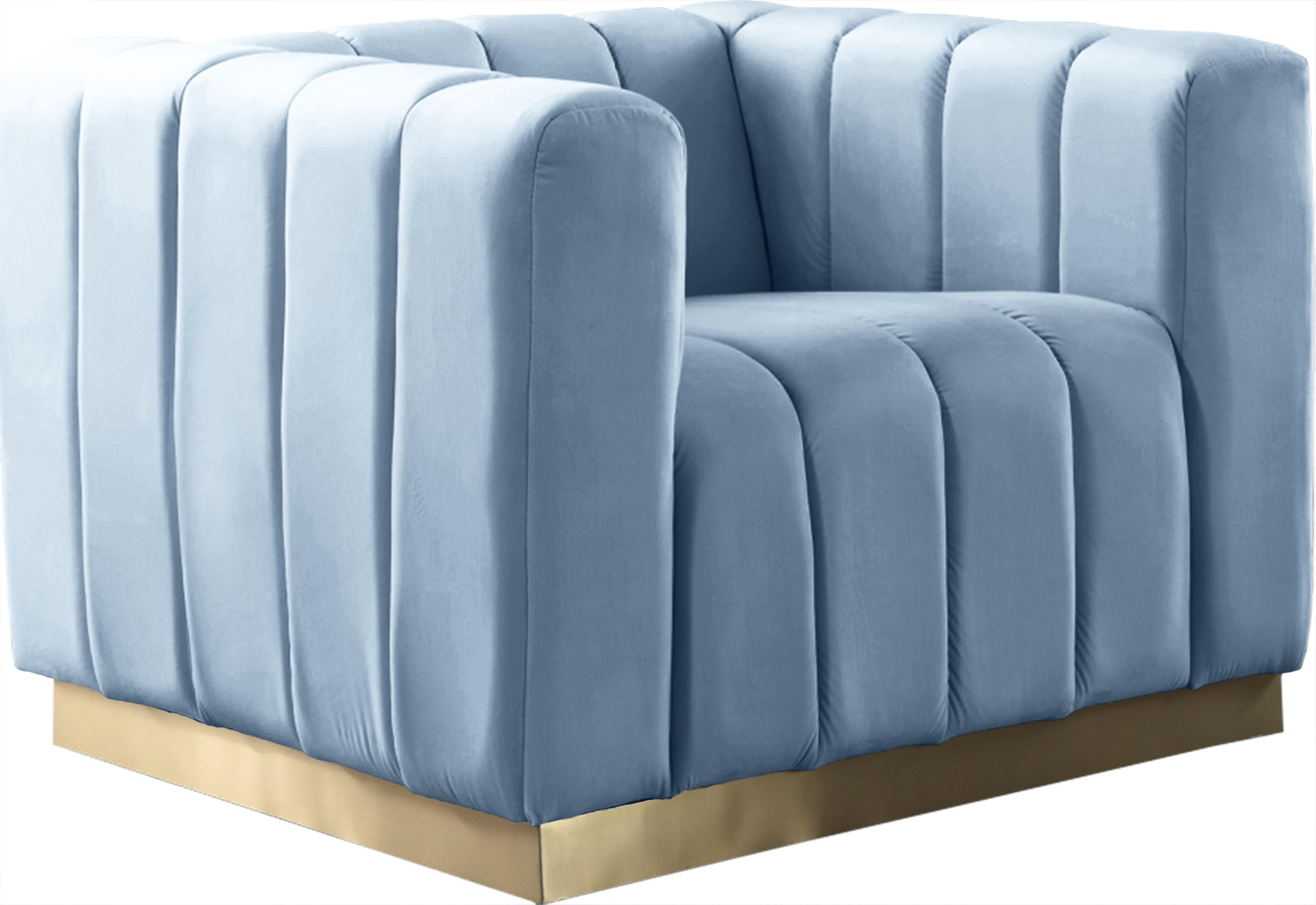 Marlon Sky Blue Velvet Chair - Luxe Home Furnishings (Jersey City, NJ)