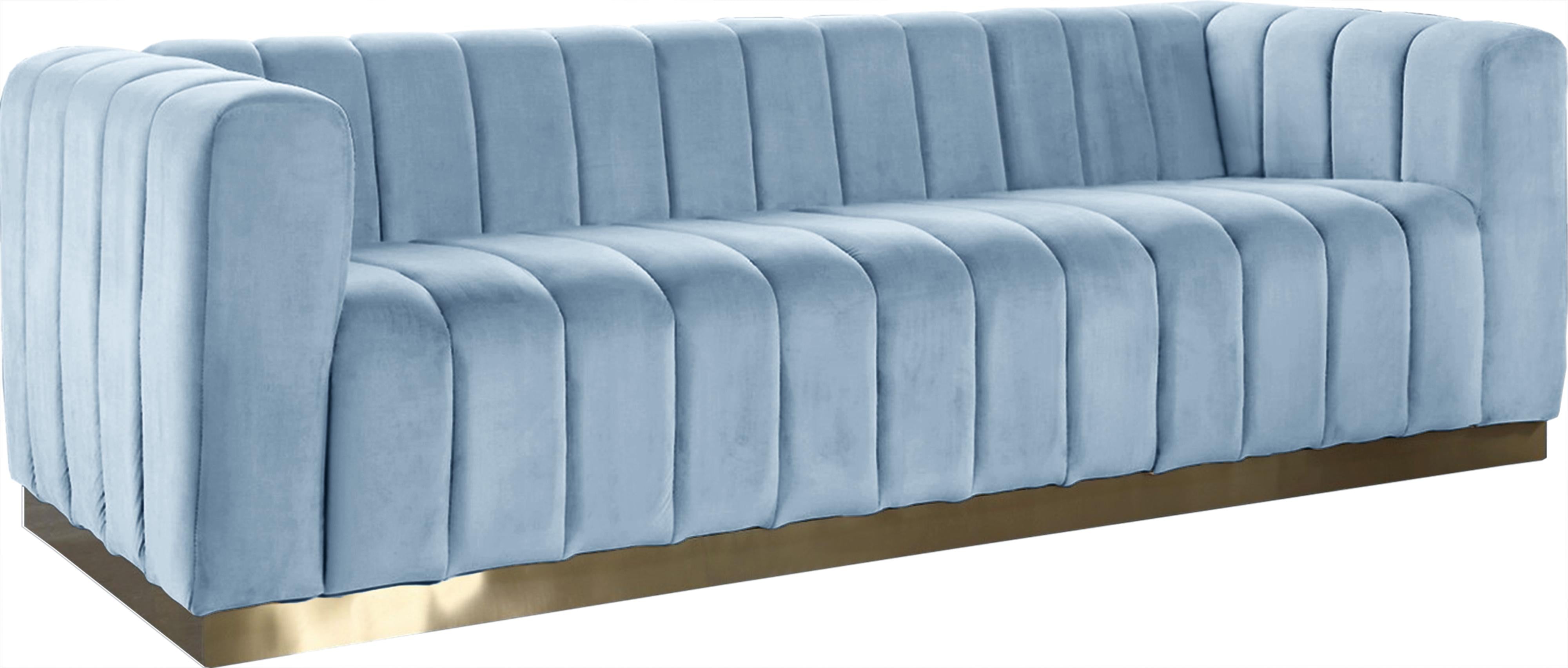 Marlon Sky Blue Velvet Sofa - Luxe Home Furnishings (Jersey City, NJ)