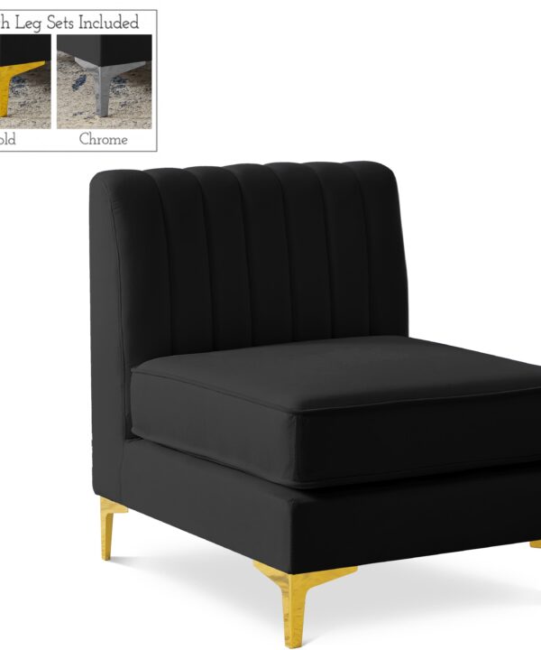 Alina Black Velvet Armless Chair - Luxe Home Furnishings (Jersey City, NJ)