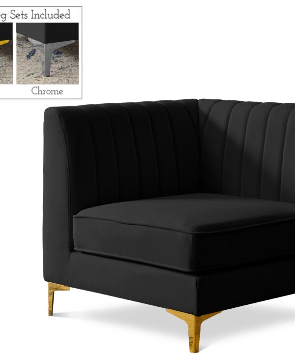 Alina Black Velvet Corner Chair - Luxe Home Furnishings (Jersey City, NJ)