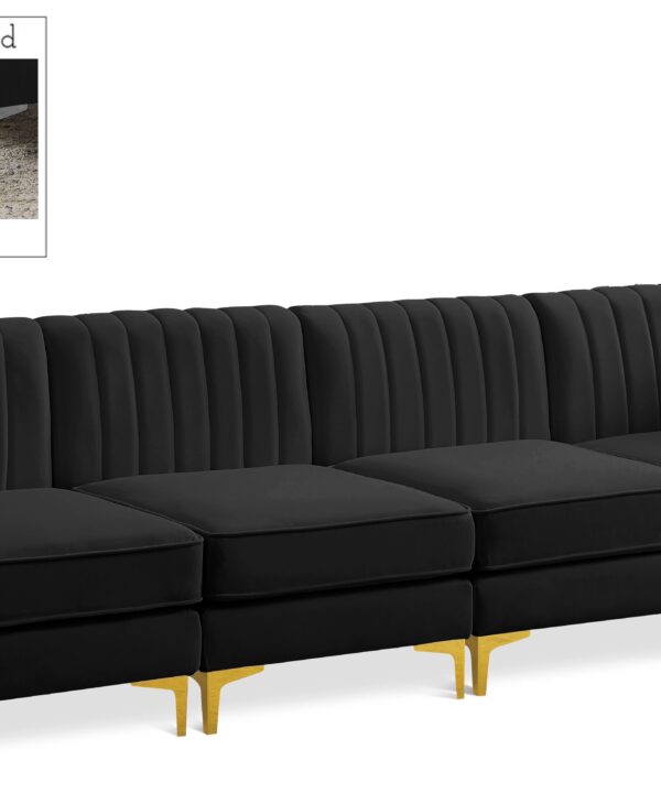 Alina Black Velvet Modular Sofa - Luxe Home Furnishings (Jersey City, NJ)