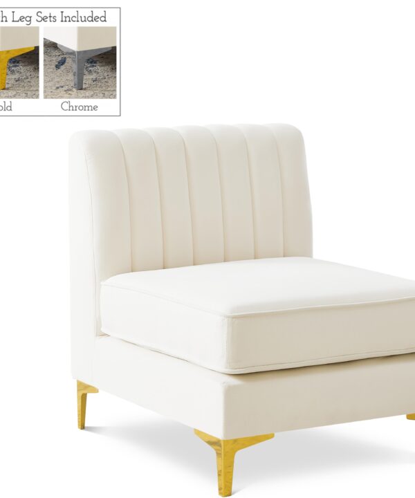 Alina Cream Velvet Armless Chair - Luxe Home Furnishings (Jersey City, NJ)