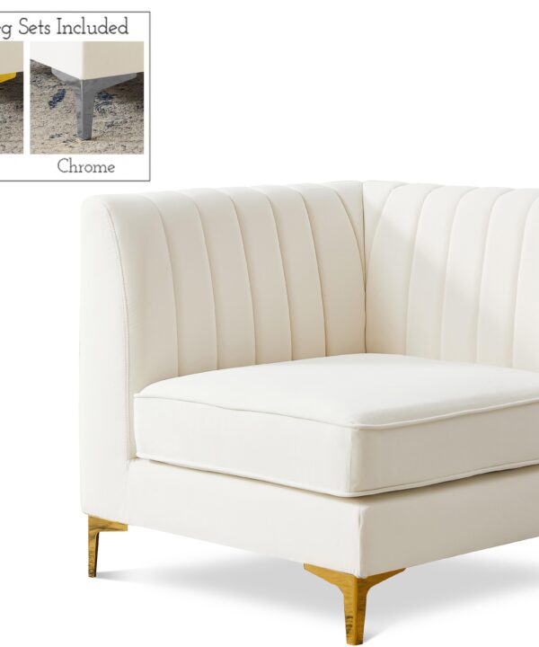 Alina Cream Velvet Corner Chair - Luxe Home Furnishings (Jersey City, NJ)