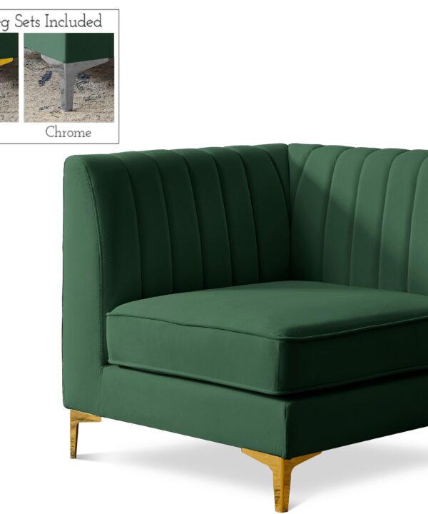 Alina Green Velvet Corner Chair - Luxe Home Furnishings (Jersey City, NJ)
