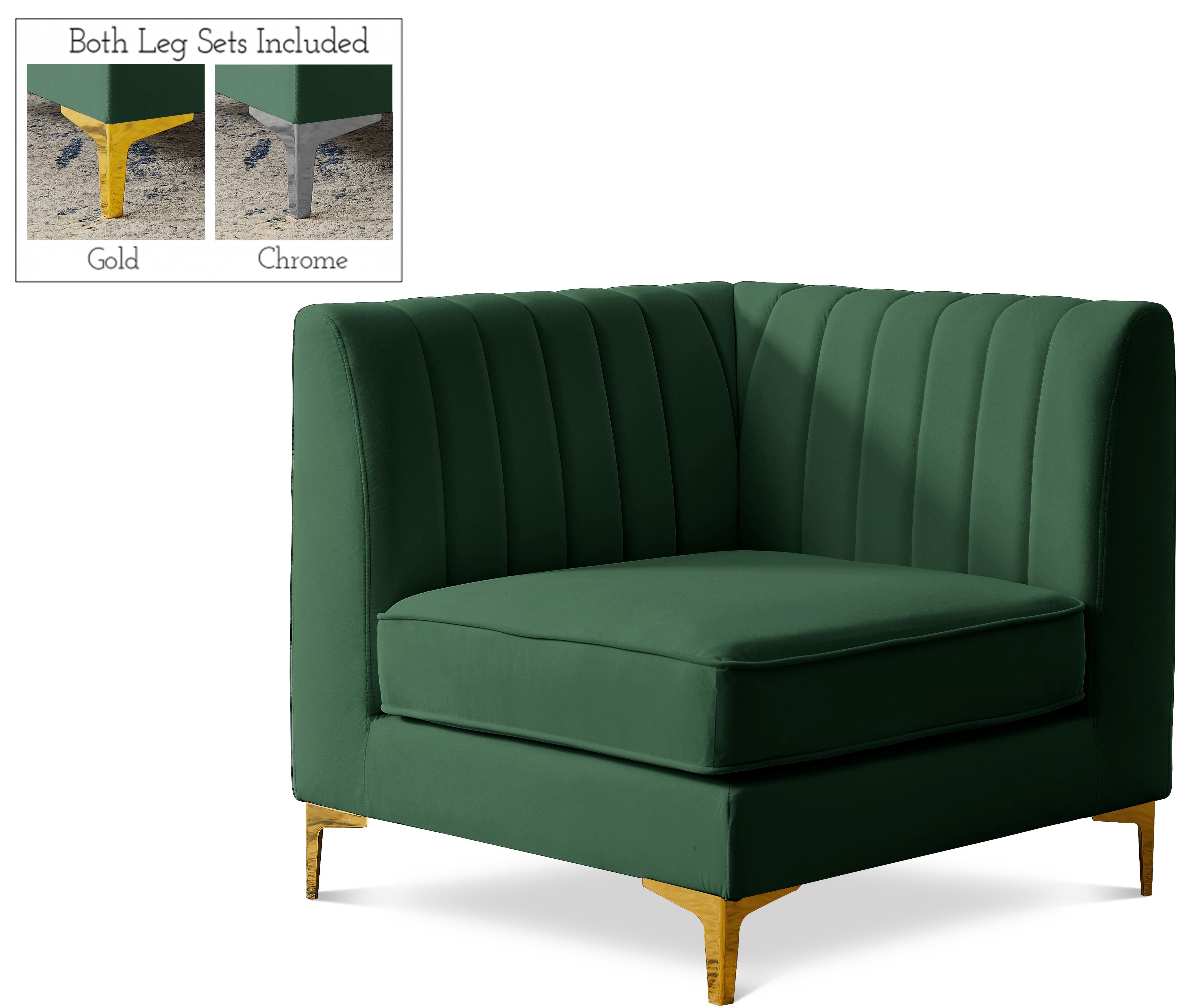 Alina Green Velvet Corner Chair - Luxe Home Furnishings (Jersey City, NJ)