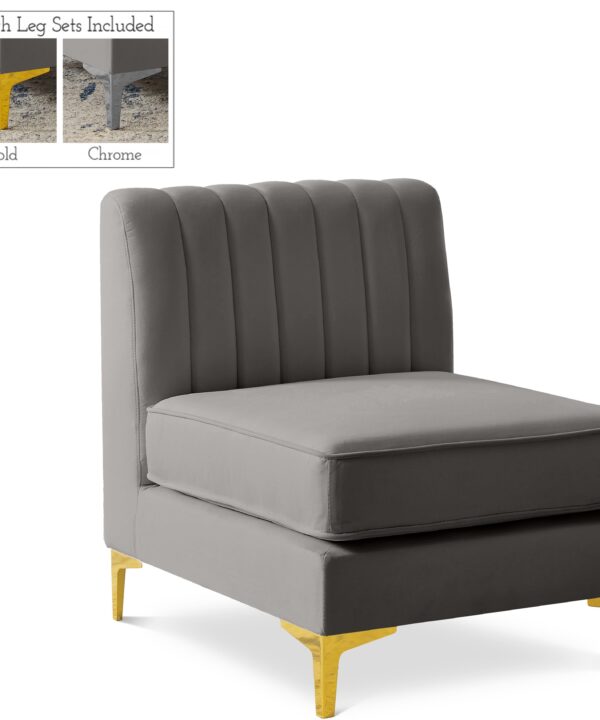 Alina Grey Velvet Armless Chair - Luxe Home Furnishings (Jersey City, NJ)