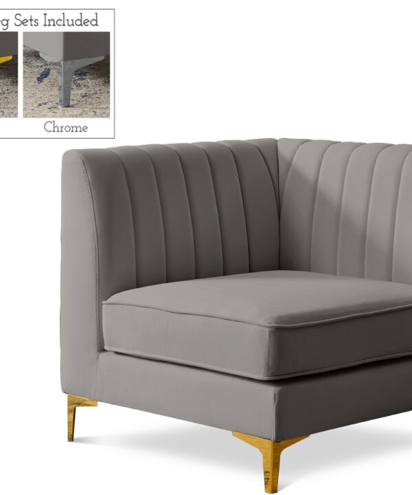 Alina Grey Velvet Corner Chair - Luxe Home Furnishings (Jersey City, NJ)