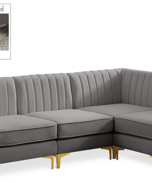 Alina Grey Velvet Modular Sectional - Luxe Home Furnishings (Jersey City, NJ)
