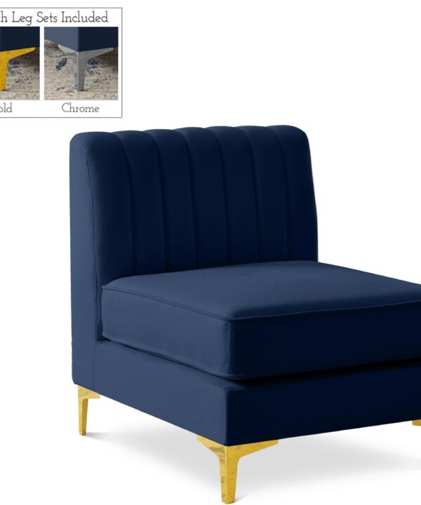 Alina Navy Velvet Armless Chair - Luxe Home Furnishings (Jersey City, NJ)