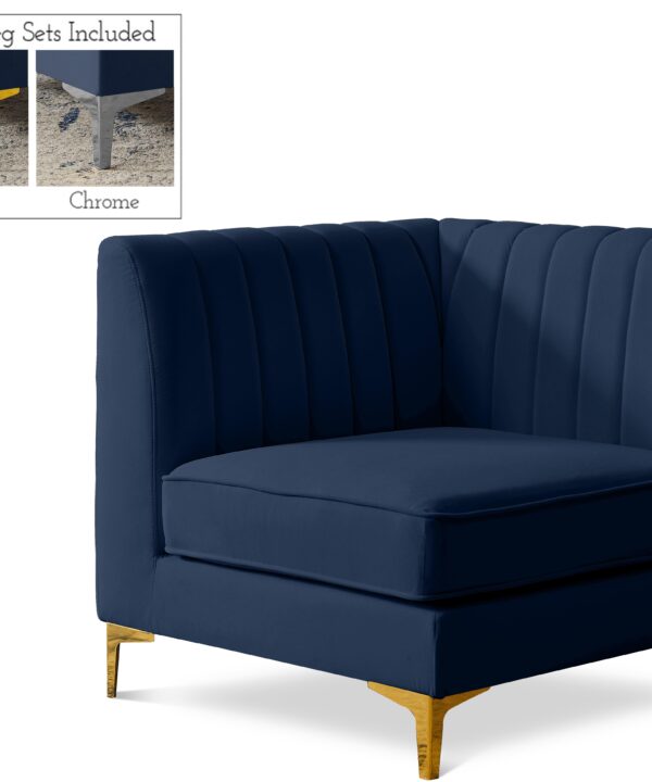 Alina Navy Velvet Corner Chair - Luxe Home Furnishings (Jersey City, NJ)