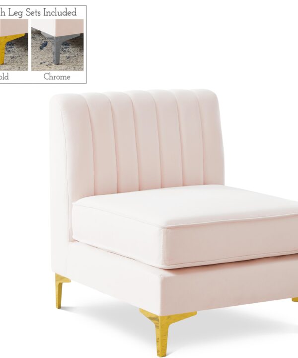 Alina Pink Velvet Armless Chair - Luxe Home Furnishings (Jersey City, NJ)