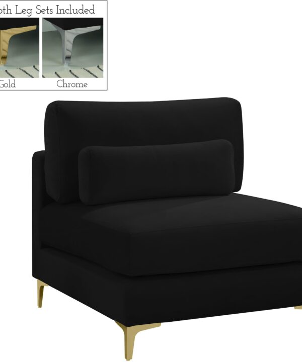 Julia Black Velvet Modular Armless Chair - Luxe Home Furnishings (Jersey City, NJ)